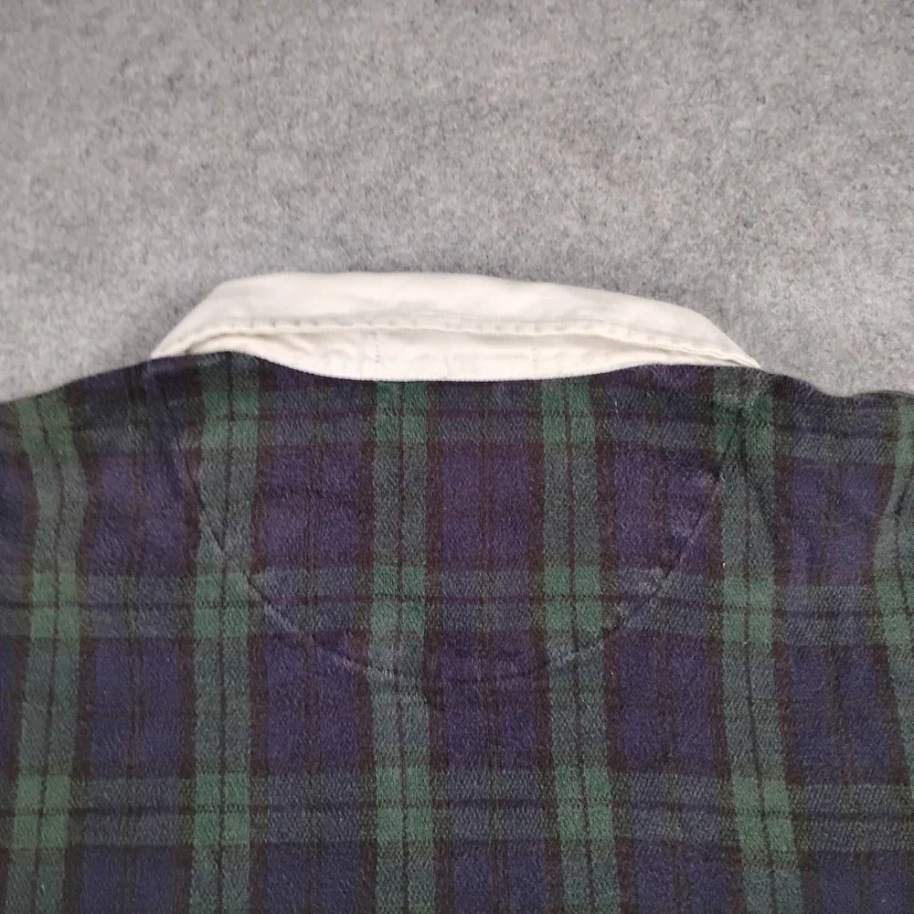 Vintage Polo Ralph Lauren Mens XL Black Watch Plaid Rugby Shirt Long Sleeve